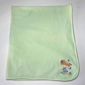 Circo Target Green Thermal Waffle Weave Knit Baby Blanket Cat Mouse *READ*